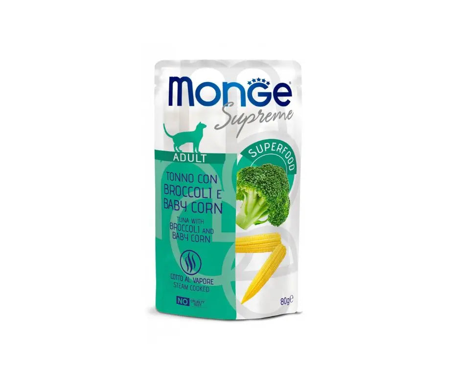 Monge Supreme Adult Tonno Broccoli e Mais Bustine 80g Gatti - Animaliapet