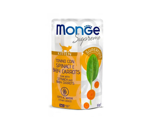 Monge Supreme Kitten Tonno Spinaci e Carote Bustine 80g Kitten - Animaliapet