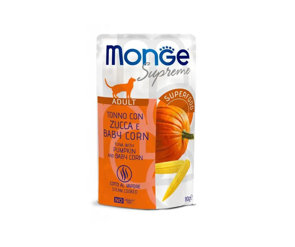 Monge Supreme Adult Tonno Zucca e Mais Bustine 80g Gatti - Animaliapet