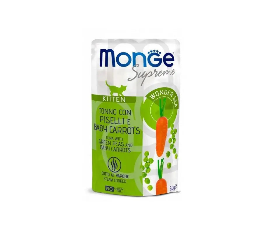 Monge Supreme Kitten Tonno Piselli e Carote Bustine 80g Kitten - Animaliapet