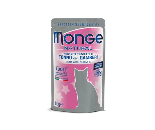 Monge Superpremium Tonno Con Gamberi Bustine da 80g Gatti AdultiBustina Umido GattiAnimaliapet