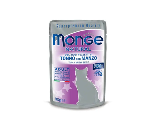 Monge Superpremium Tonno Con Manzo Bustine da 80g Gatti AdultiBustina Umido GattiAnimaliapet