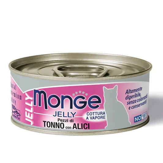 Monge Jelly Pezzi di Tonno con Alici Lattina 80g Gatti AdultiLattina Umido GattiAnimaliapet