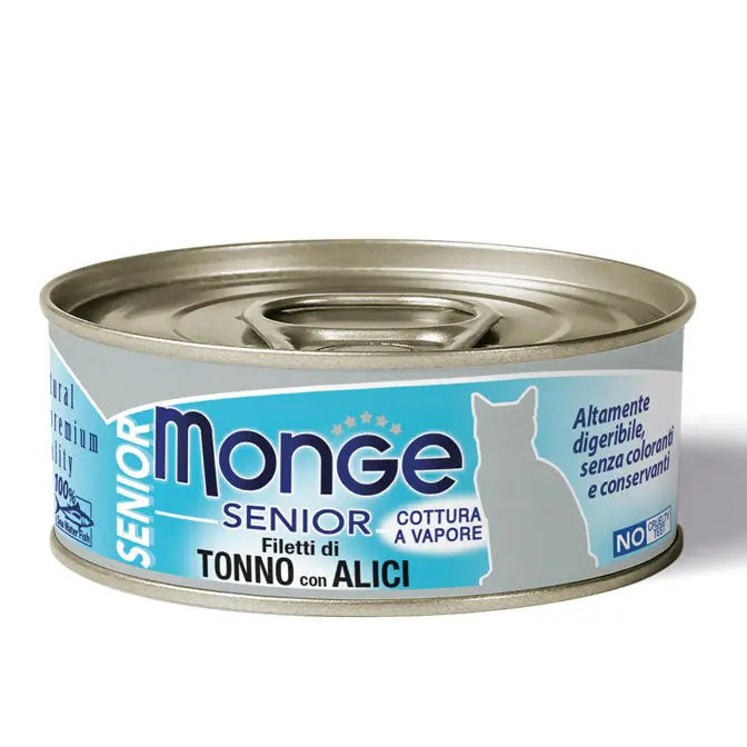 Monge Senior Filetti Di Tonno Con Alici Lattina 80g Gatti AnzianiLattina Umido GattiAnimaliapet