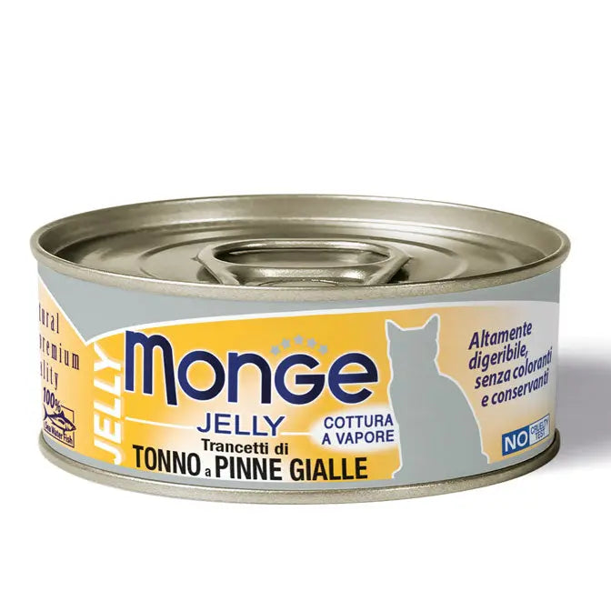 Monge Jelly Trancetti Di Tonno Pinne gialle Lattina 80g Gatti AdultiLattina Umido GattiAnimaliapet