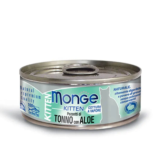 Monge Kitten Pezzetti di Tonno Bonito con Aloe Lattina 80g GattiniLattina Umido GattiAnimaliapet