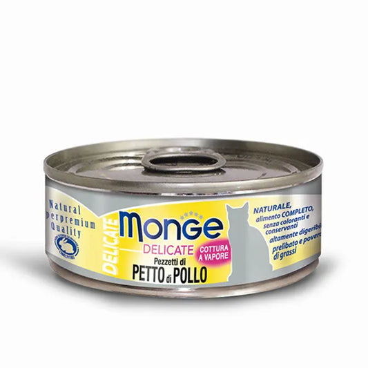 Monge Delicate Pezzetti Di Petto Di Pollo Lattina 80g Gatti AdultiLattina Umido GattiAnimaliapet