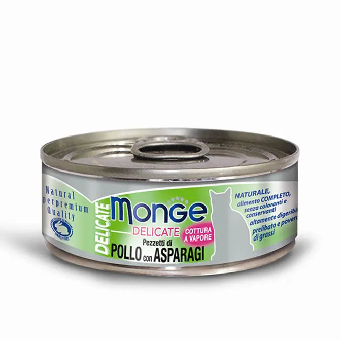 Monge Delicate Pezzetti Di Pollo Con Asparagi Lattina 80g Gatti AdultiLattina Umido GattiAnimaliapet