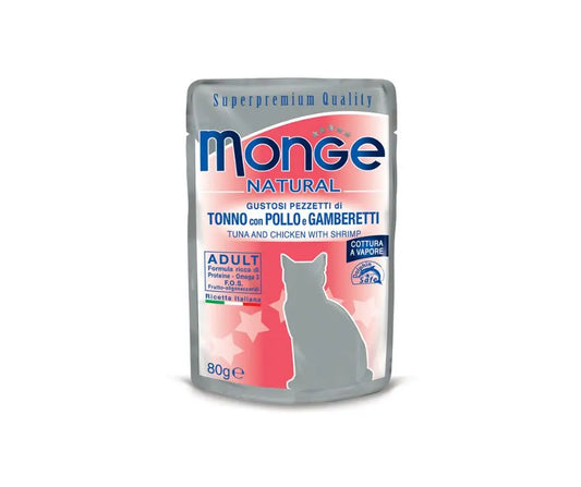 Monge Superpremium Tonno Con Pollo e Gamberetti Bustine da 80g Gatti ABustina Umido GattiAnimaliapet