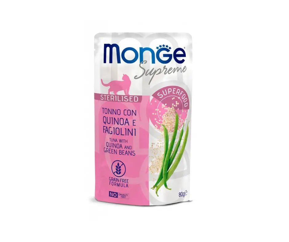 Monge Supreme Sterilised Tonno Quinoa e Fagiolini Bustine 80g Gatti - Animaliapet