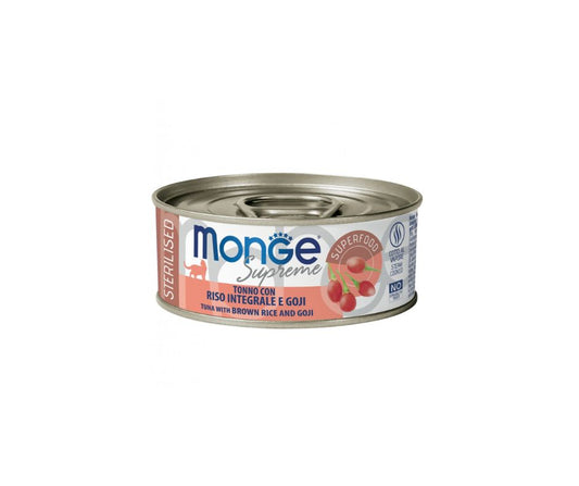 Monge Supreme Sterilised Tonno Riso Integrale e Goji Lattina 80g Gatti - Animaliapet