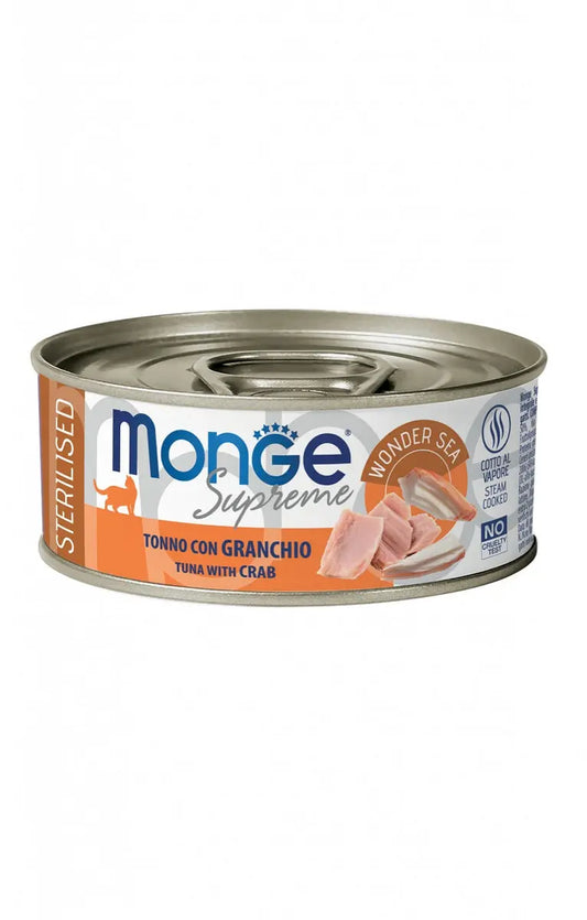 Monge Supreme Sterilised Tonno con Granchio Lattina 80g Gatti - Animaliapet