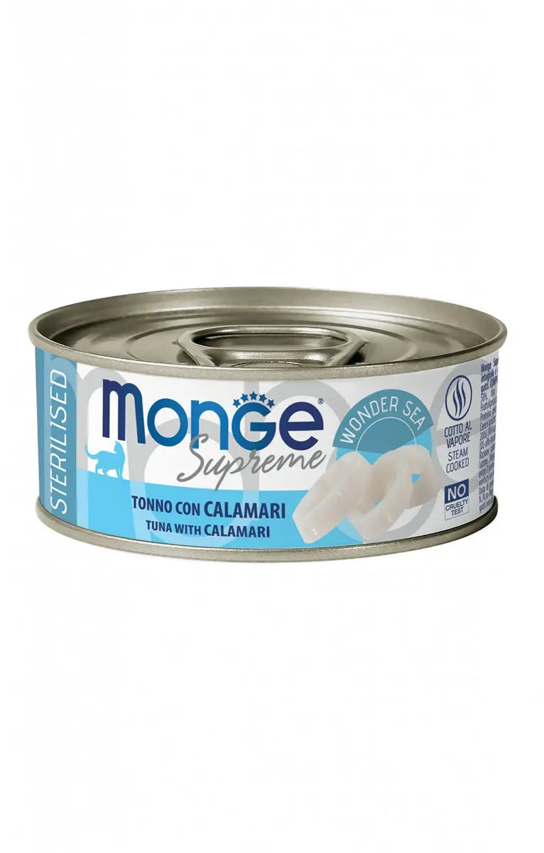 Monge Supreme Sterilised Tonno con Calamari Lattina 80g Gatti - Animaliapet