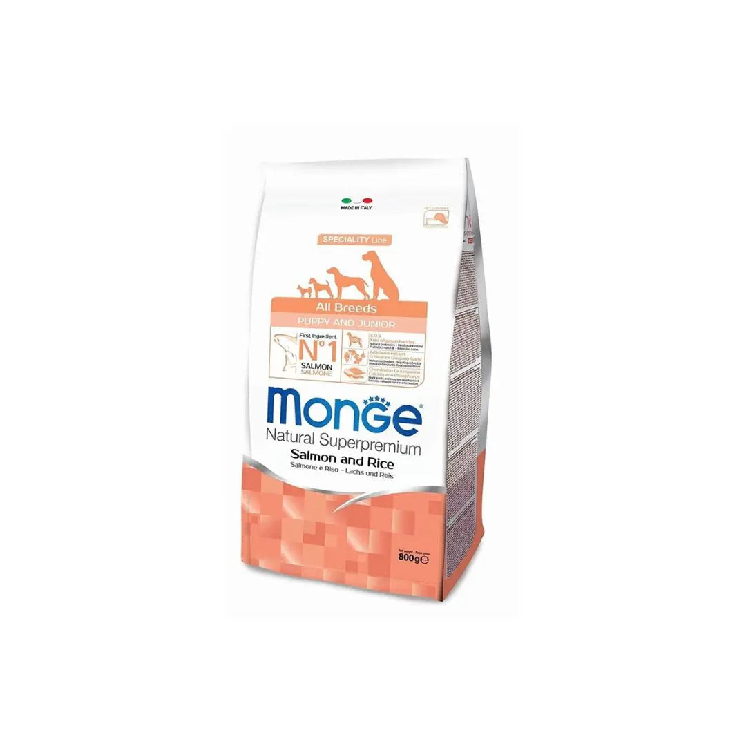 Monge Natural Puppy Salmone e Riso 800g Crocchette Cuccioli - Animaliapet