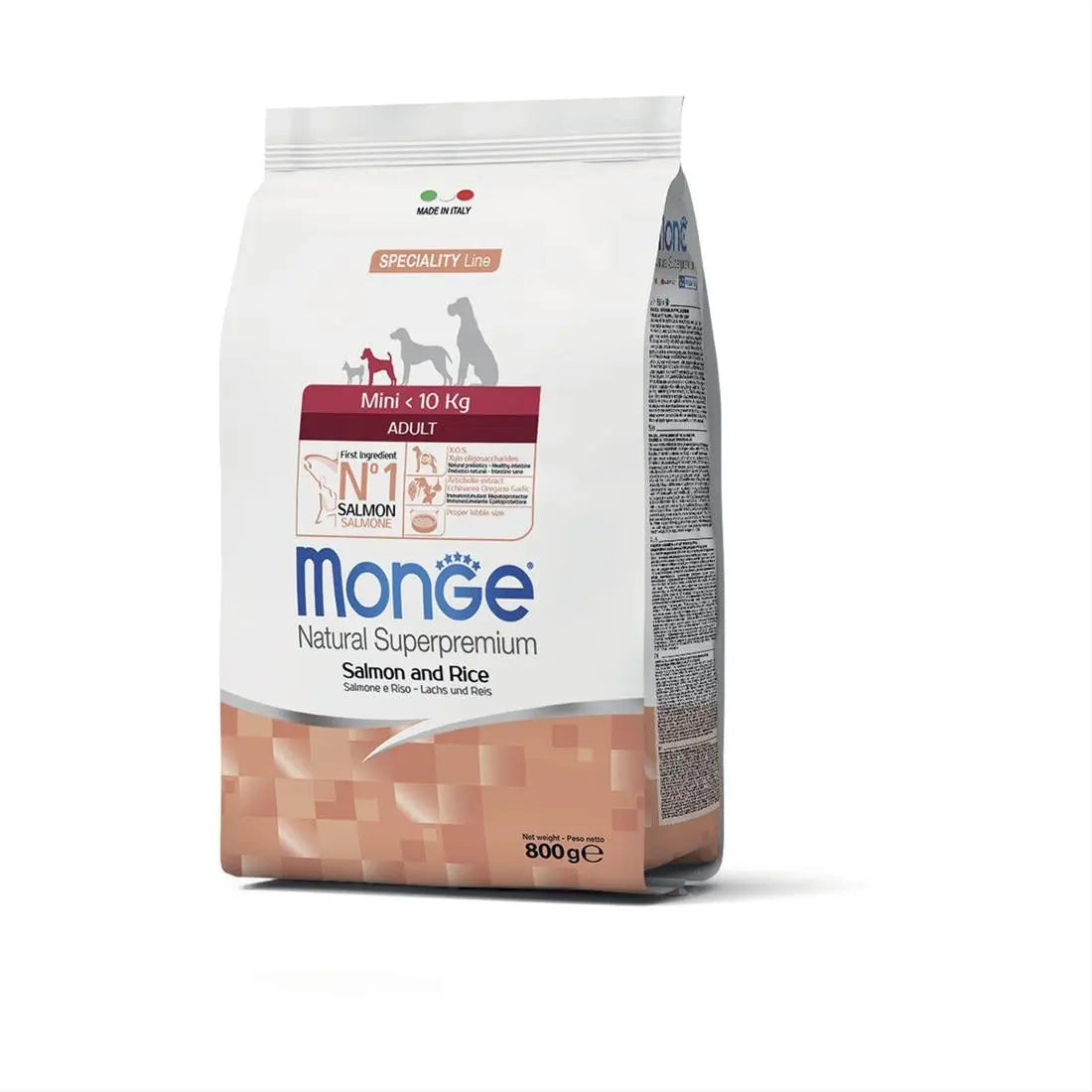 Monge Mini Adult Salmone e Riso 800g Crocchette Cani - Animaliapet