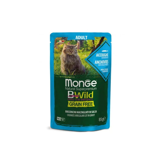 Monge BWild Acciughe Bocconcini in Salsa Bustina 85g Gatti Adulti - Animaliapet