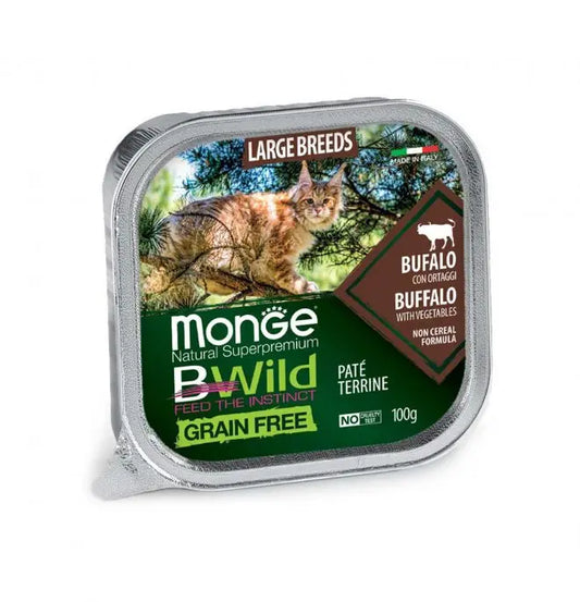 Monge BWild Con Bufalo e Ortaggi Patè 100g Vaschetta Gatti Adulti - Animaliapet