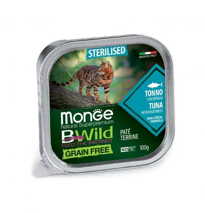 Monge BWild Con Tonno e Ortaggi Patè 100g Vaschetta Gatti Sterilizzati - Animaliapet