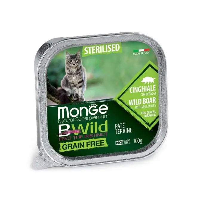 Monge BWild Con Cinghiale e Ortaggi Patè 100g Vaschetta Gatti Sterilizzati - Animaliapet