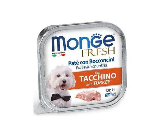 Monge Fresh Tacchino Paté e Bocconcini Vaschetta 100g Cani AdultiVaschetta Umido CaniAnimaliapet