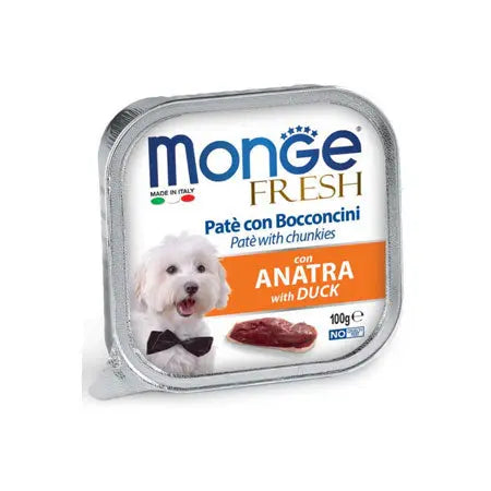 Monge Fresh Anatra Paté e Bocconcini Vaschetta 100g Cani Adulti - Animaliapet