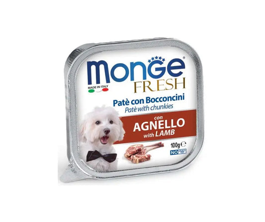 Monge Fresh Agnello Paté e Bocconcini Vaschetta 100g Cani AdultiVaschetta Umido CaniAnimaliapet