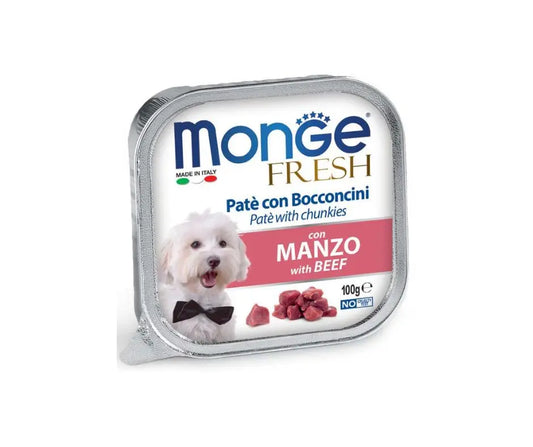 Monge Fresh Manzo Paté e Bocconcini Vaschetta 100g Cani AdultiVaschetta Umido CaniAnimaliapet