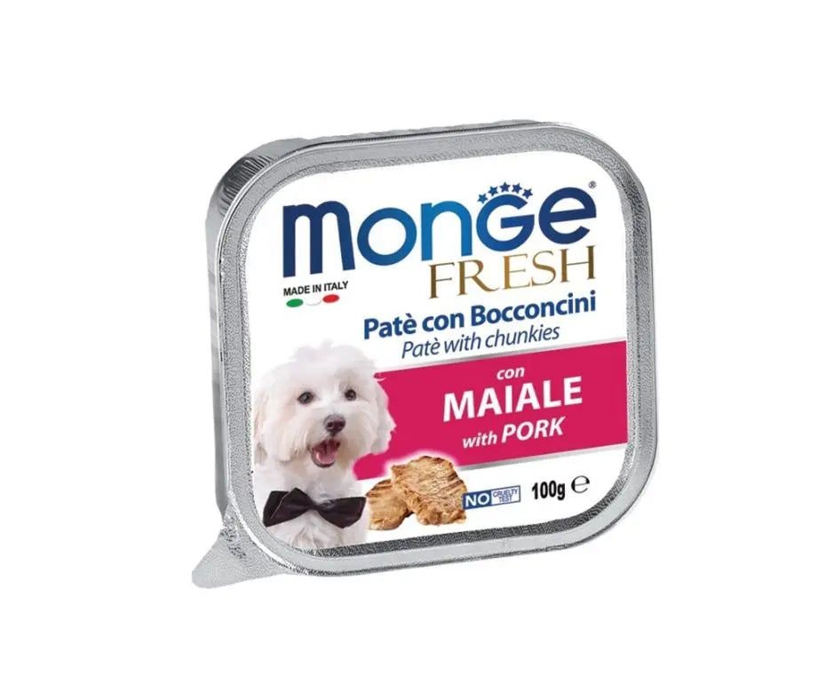 Monge Fresh Maiale Paté e Bocconcini Vaschetta 100g Cani Adulti - Animaliapet