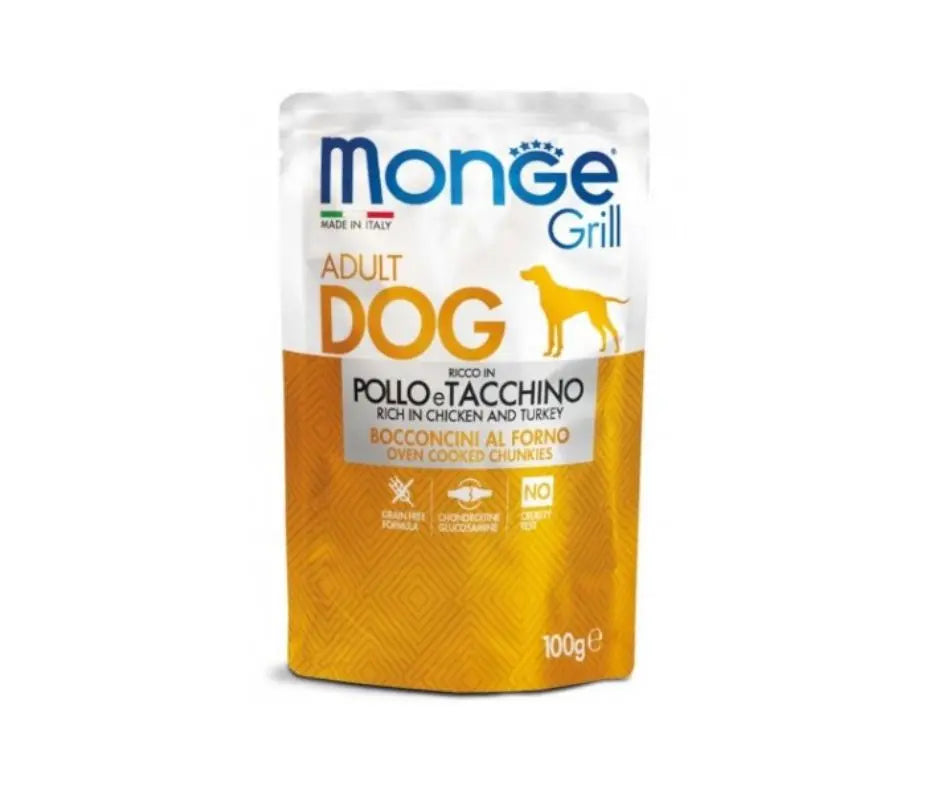 Monge Grill Bocconcini Con Pollo e Tacchino Bustine Da 100g Cani AdultBustina Umido CaniAnimaliapet