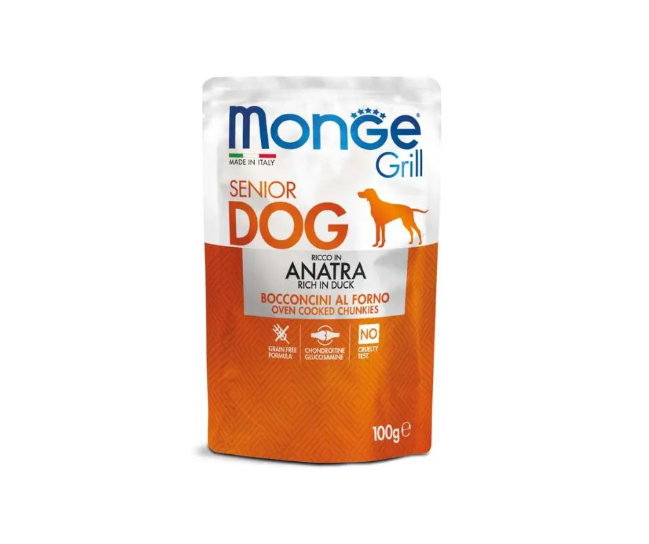 Monge Grill Senior Bocconcini Con Anatra  Bustine Da 100g Cani Adulti - Animaliapet