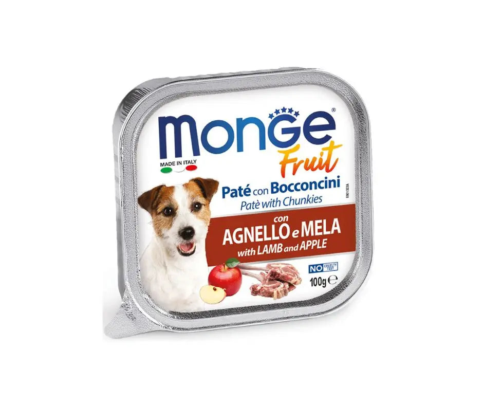 Monge Fruit Agnello e Mela Patè e Bocconcini Vaschetta 100g Cani - Animaliapet