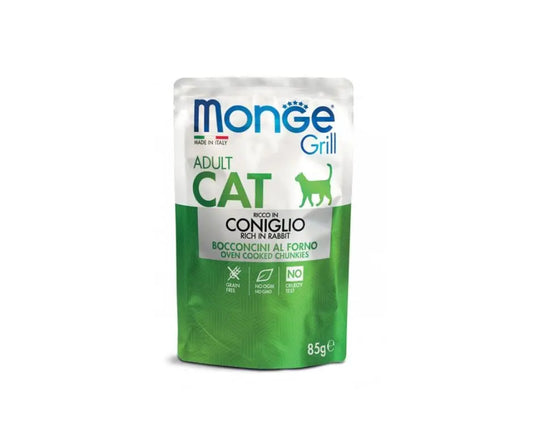 Monge Grill Adult Cat Bocconcini di Coniglio al Forno Bustine da 85g GBustina Umido GattiAnimaliapet