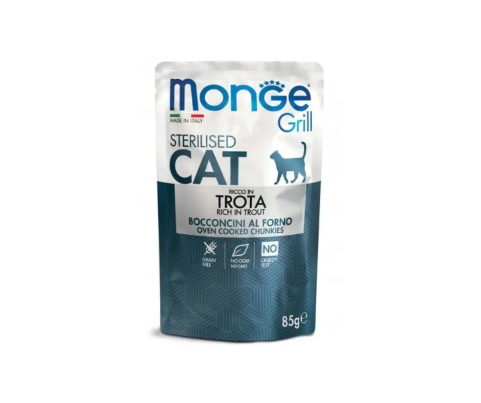 Monge Grill Sterilised Cat Bocconcini di Trota al forno 85g Bustina Gatti - Animaliapet