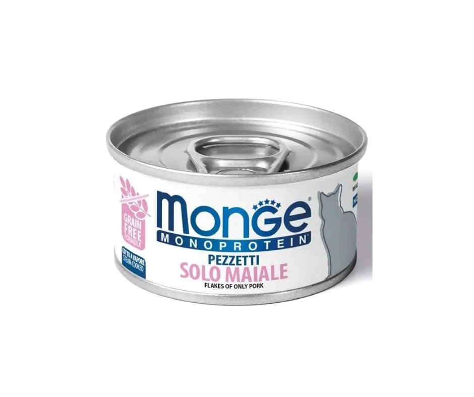 Monge Sfilaccetti Monoprotein solo Maiale Lattina 80g Gatti Adulti - Animaliapet