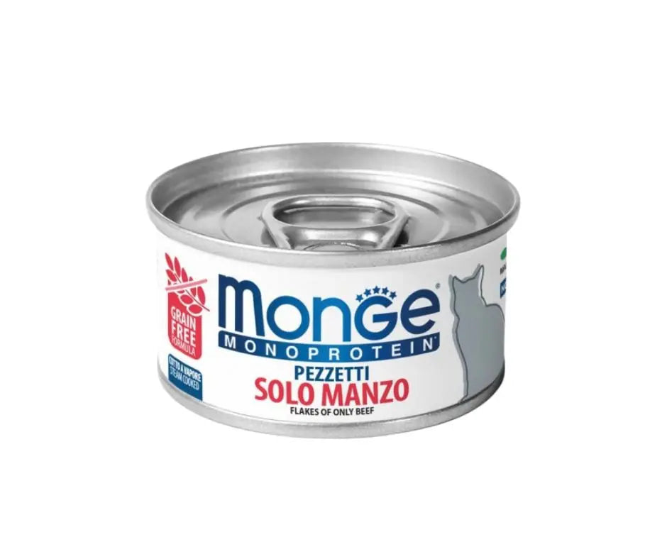 Monge Sfilaccetti Monoprotein solo Manzo Lattina 80g Gatti Adulti - Animaliapet