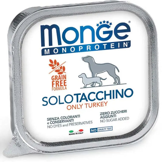 Monge Monoprotein Patè Solo Con Tacchino Vaschette Da 150g Cani AdultiVaschetta Umido CaniAnimaliapet