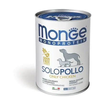 Monge Monoprotein Patè Solo Con Pollo Scatolette Da 400g Cani AdultiLattina Umido CaniAnimaliapet