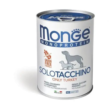 Monge Monoprotein Patè Solo Con Tacchino Scatolette Da 400g Cani AdultLattina Umido CaniAnimaliapet