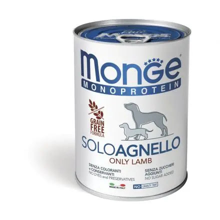 Monge Monoprotein Patè Solo Con Agnello Scatolette Da 400g Cani AdultiLattina Umido CaniAnimaliapet