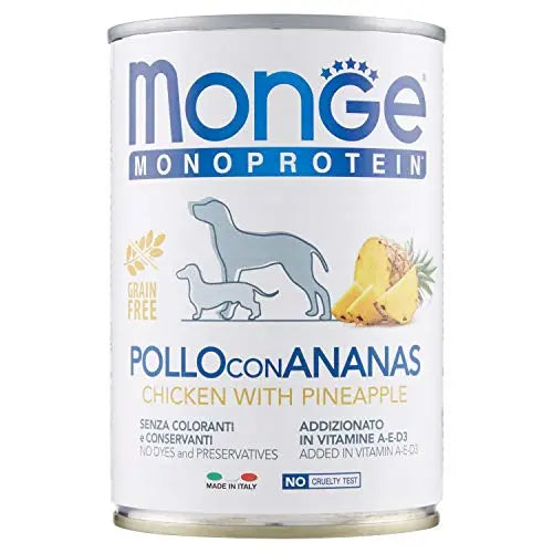 Monge Monoprotein Patè Pollo con Ananas Lattina 400g Cani Adulti - Animaliapet