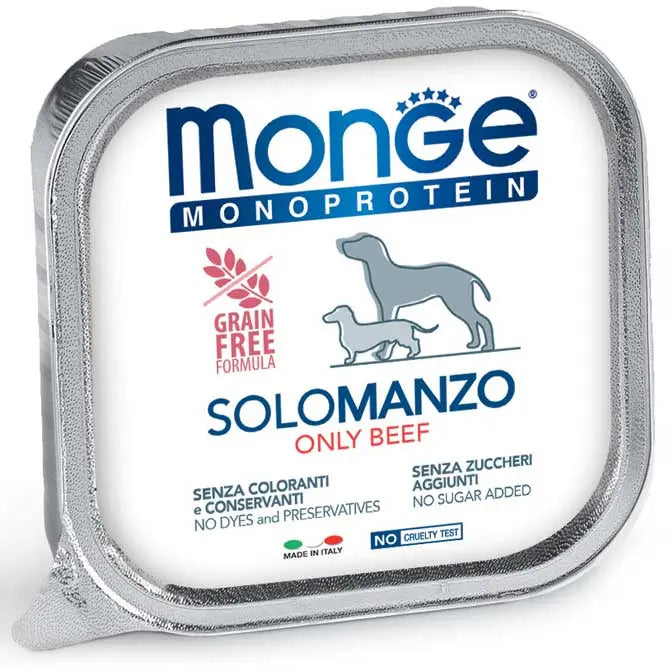 Monge Monoprotein Patè Solo Con Manzo Vaschette Da 150g Cani AdultiVaschetta Umido CaniAnimaliapet