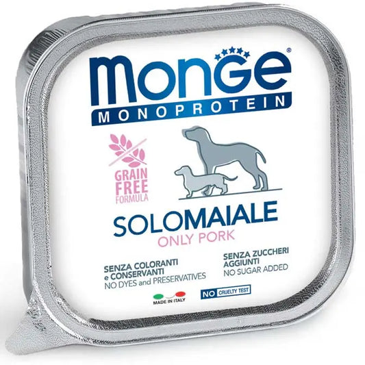 Monge Monoprotein Patè Solo Con Maiale Vaschette Da 150g Cani AdultiVaschetta Umido CaniAnimaliapet