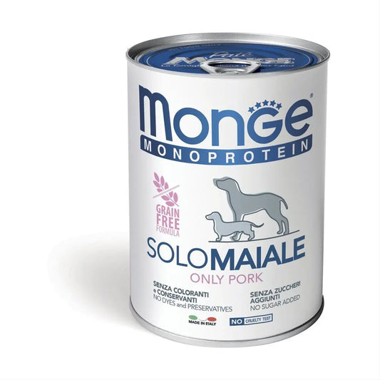 Monge Monoprotein Patè Solo Con Maiale Scatolette Da 400g Cani AdultiLattina Umido CaniAnimaliapet