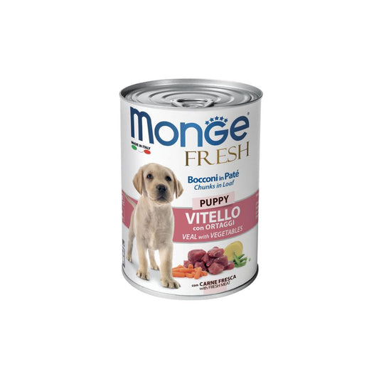 Monge Fresh Bocconi in Paté Vitello e Ortaggi Puppy 400g Lattina Cuccioli