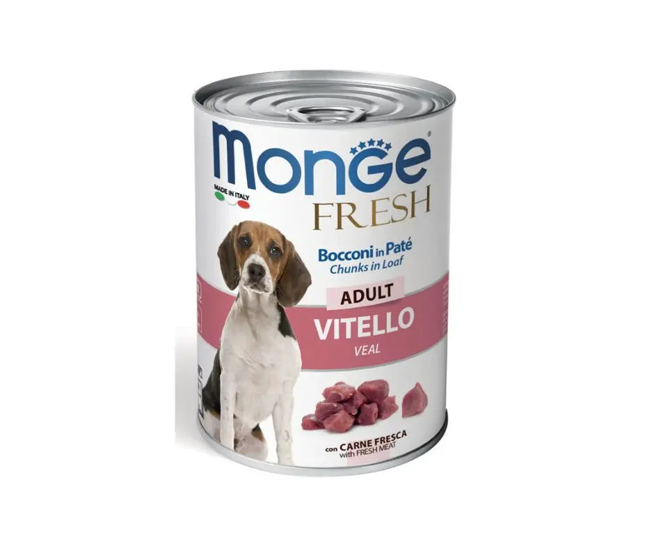 Monge Fresh Bocconi In Paté Con Vitello Lattina 400g Cani AdultiLattina Umido CaniAnimaliapet