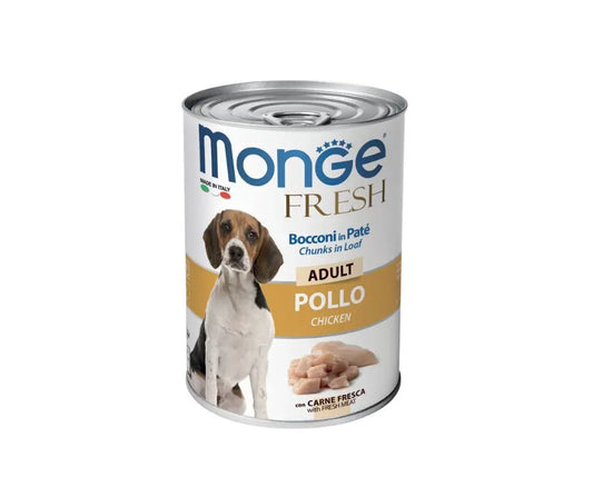 Monge Fresh Bocconi In Paté Con Pollo Lattina 400g Cani AdultiLattina Umido CaniAnimaliapet