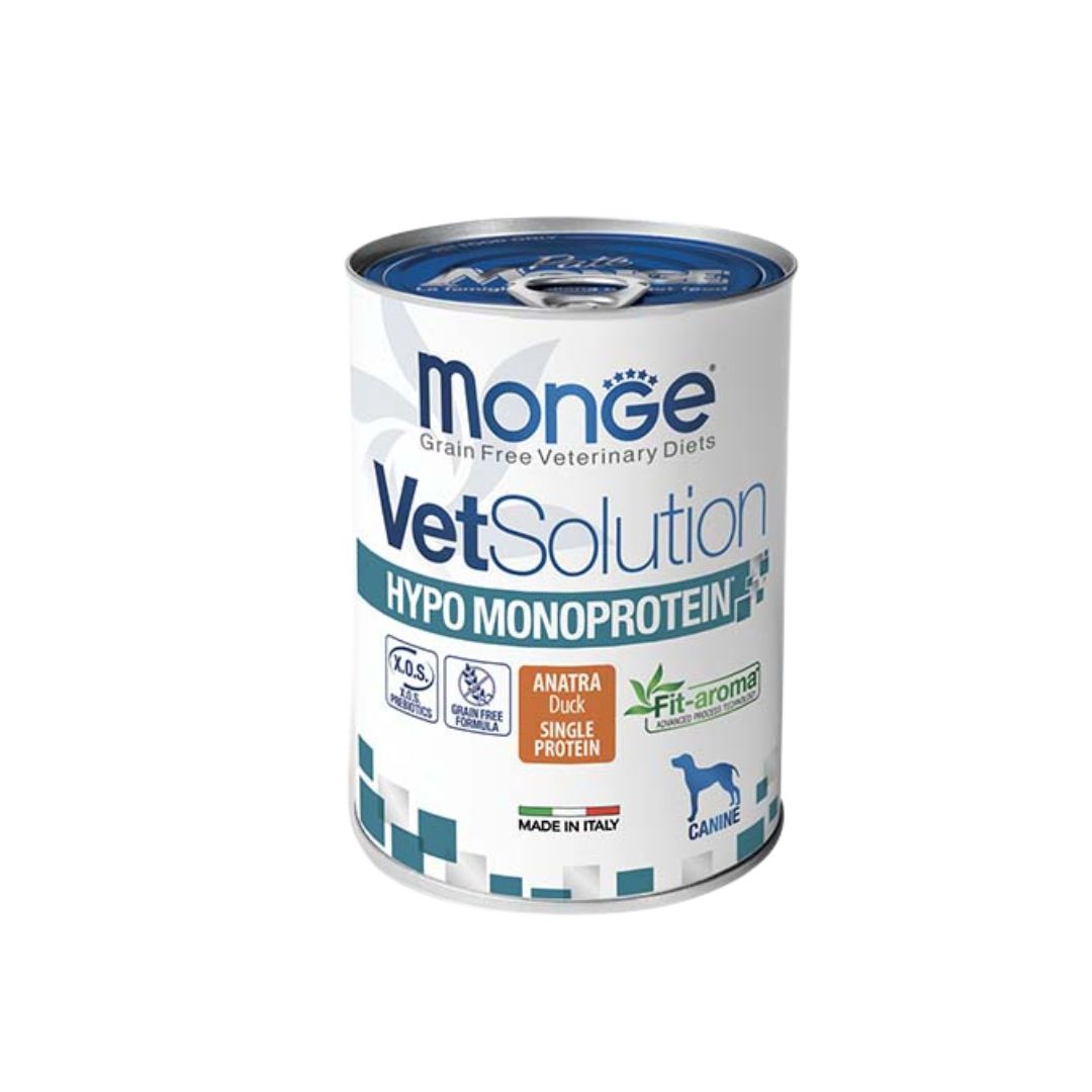 Monge VetSolution Hypo Monoprotein Anatra Lattina 400g Cani - Animaliapet