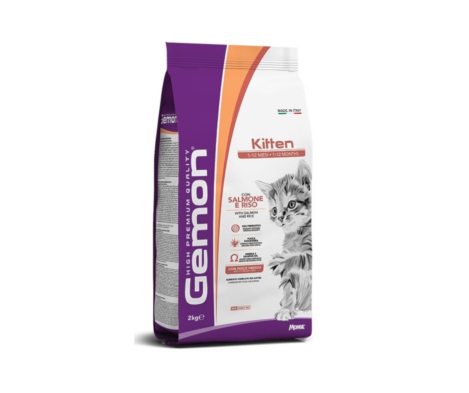 Monge Gemon Kitten Salmone e Riso 2Kg Crocchette Gattini - Animaliapet