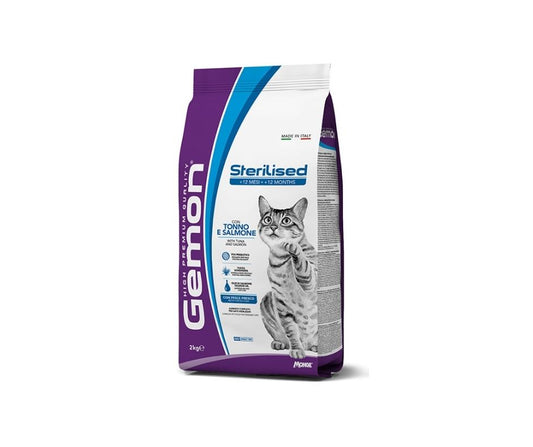 Monge Gemon Sterilised Tonno e Salmone Crocchette 2Kg Gatti Adulti - Animaliapet