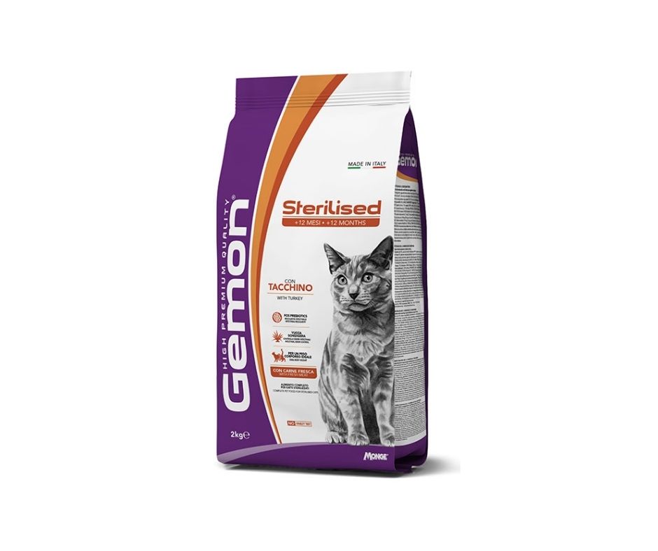 Monge Gemon Sterilised Tacchino Crocchette 2Kg Gatti Adulti - Animaliapet